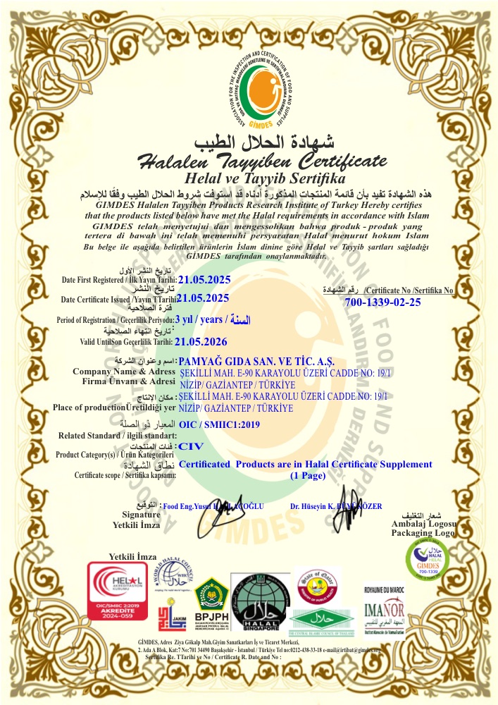 Halalen Tayyiben Certificate (GİMDES)